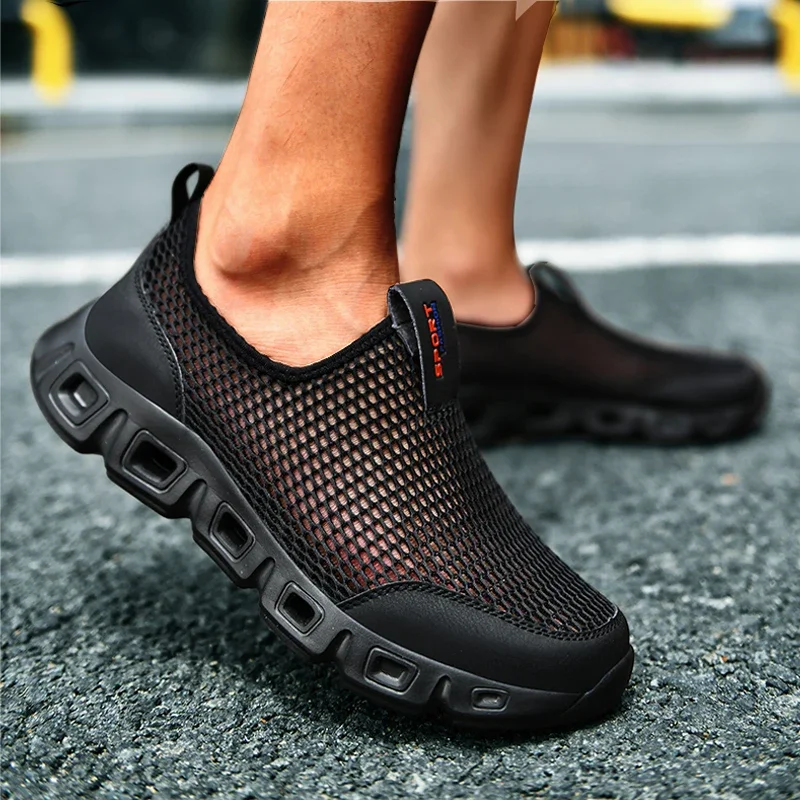 Top Trends: Men Shoes Summer Casual Breathable Mesh Air Sandals Male Outdoor Walking Water Shoes Slip-on Loafers Women Sneakers Couple Mules Shoppable Styles