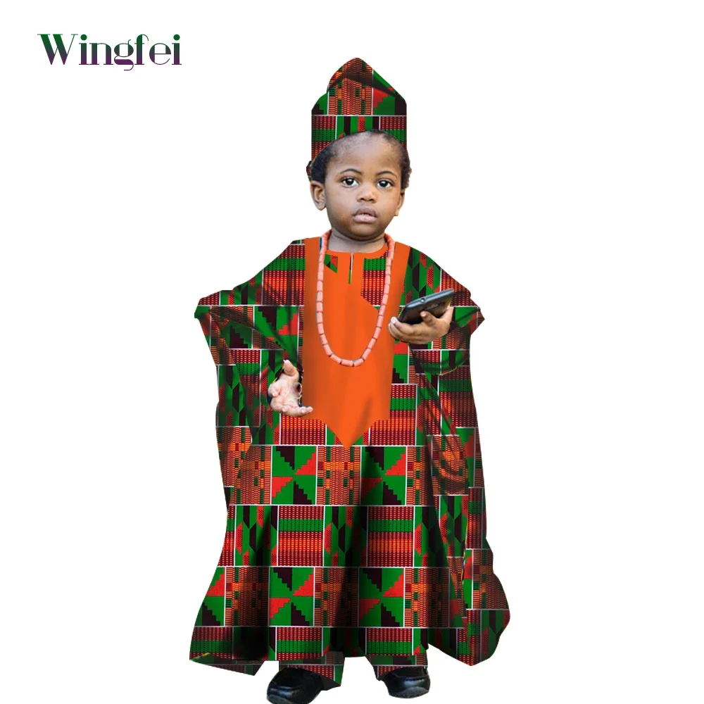 Top Trends: African Boy Robe Suit Kids Dashiki Cotton Long Sleeve Top And Pant Set With Hat African Clothes For Children WYT137 Shoppable Styles