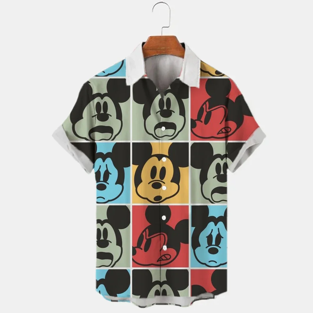 Top Trends: 2023 Summer Casual Button Down Shirt Holiday Short Sleeve Disney Mickey Mouse 3D Full Print Beach Fashion Men's Lapel Color Hip Shoppable Styles - Image 4