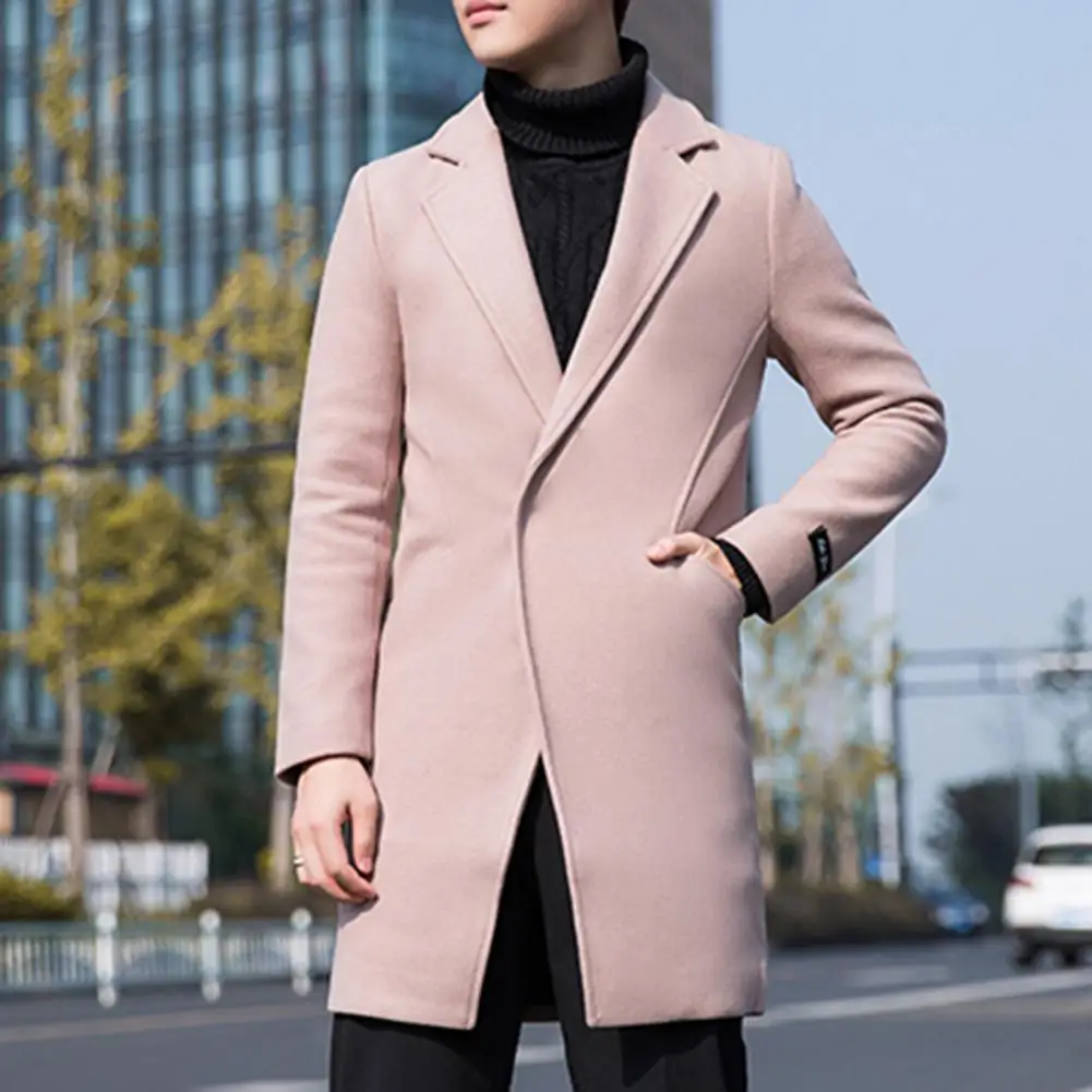 Top Trends: 2023 Winter New Men's Coat Lapel Warm Slim Fit Windproof Jacket Men's Solid Color Jacket Men's Overcoat Coat Shoppable Styles - Image 6