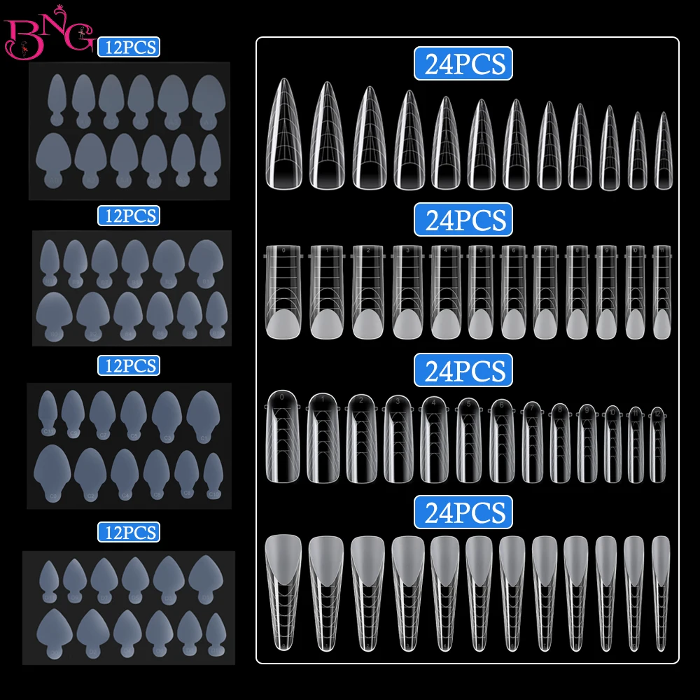 Top Trends: 146Pcs Dual Nail Forms Set Full Cover Nail Extension Tips Acrylic Nail System Dual Forms With Silicone French Forma Stickers Shoppable Styles