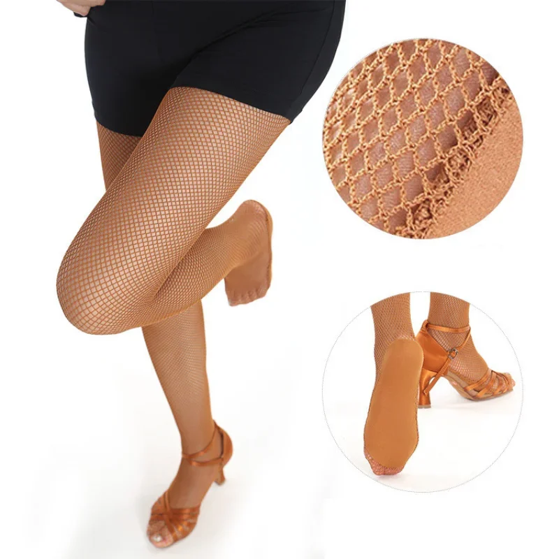 Top Trends: Professional Hard Mesh Tights Latin Dance Fishnet Stockings Competition Special Pantyhose Sole Non Slip Bone Line Oxford Socks Shoppable Styles