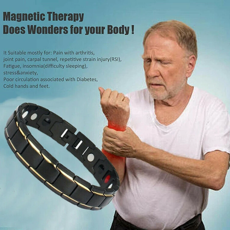 Top Trends: Classic Healthy Magnetic Magnet Arthritis Pain Relief Energy Jewelry Bracelet For Men Fitness Weight Loss Health Care Bangles Shoppable Styles