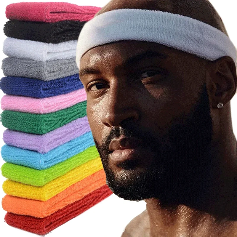 Top Trends: Sport Cotton Sweatband Headband For Men Women Unisex Yoga Hairband Gym Stretch Head Bands Strong Elastic Fitness Basketball Band Shoppable Styles