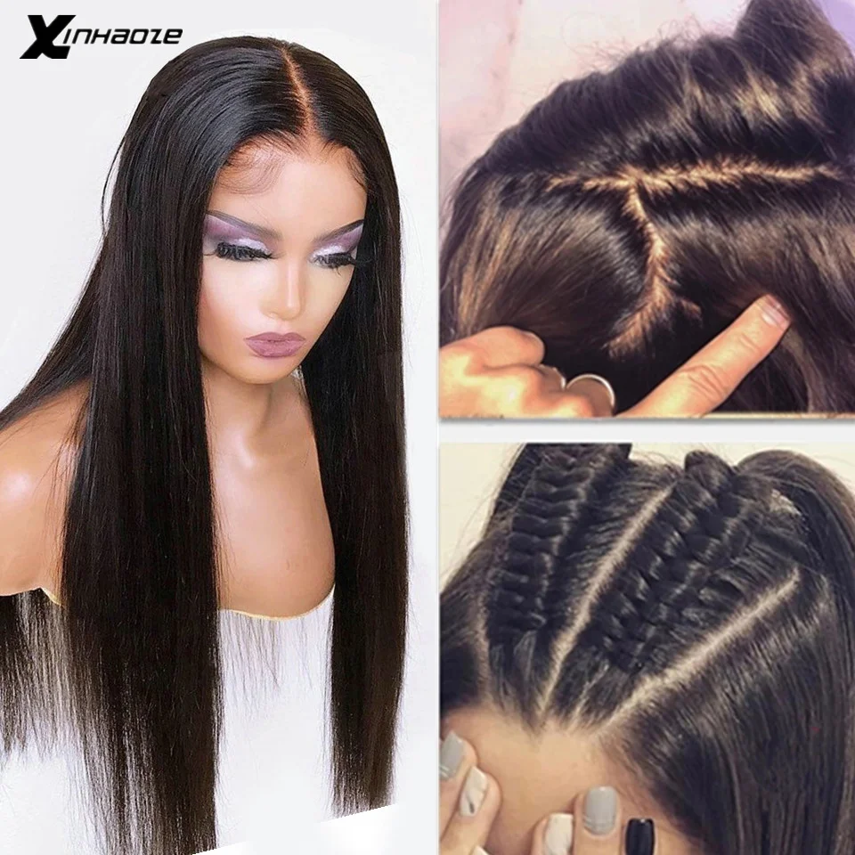 Top Trends: Long Silky Straight 13x6 Lace Frontal Human Hair Wigs With 4x4 Silk Base Fake Scalp Preplucked Remy Brazlian Hair With Baby Hair Shoppable Styles