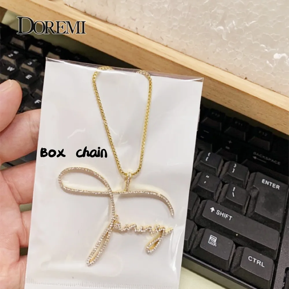 Top Trends: DOREMI Script Tont Crystal Name Necklaces BoxChain Letters Pendant For Women Custom Chain Jewelry Personalized Valentine's Day Shoppable Styles