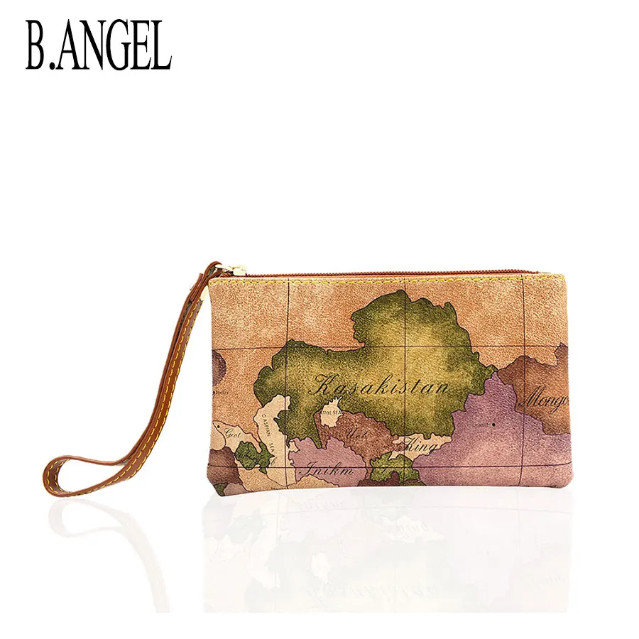 Top Trends: Retro High Quality Waterproof World Map Women's Wallet Change Coin Key Zipper Woman Fashion Clutch Bag Purse Shoppable Styles