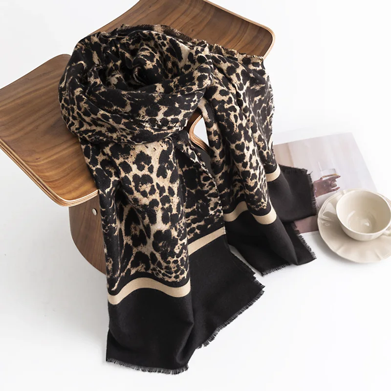 Top Trends: European American Fashion Leopard Print Imitation Cashmere Women's Scarves For Winter Warmth, Commuting, Cold Protection Shawl Shoppable Styles - Image 4