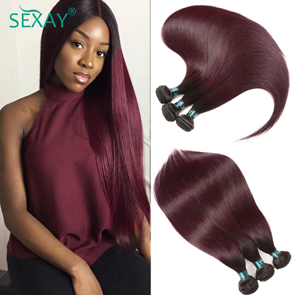 Top Trends: 1B 99J Burgundy Bundles 1 Pc Ombre Dark Wine Red Brazilian Silky Straight Human Hair Weave Bundles 10-28 Dark Roots 2 Tone Hair Shoppable Styles