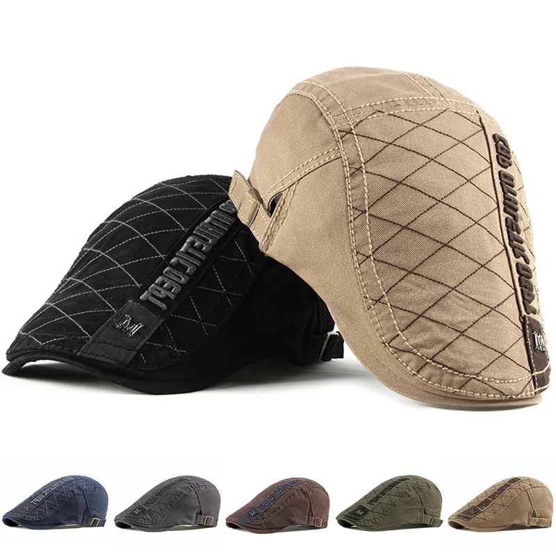 Top Trends: Adjustable Men Spring Summer Sun Newsboy Hats Classic Western Newsboy Caps Cotton Blend Beret Hat Flat Brim Men Berets Cap Shoppable Styles