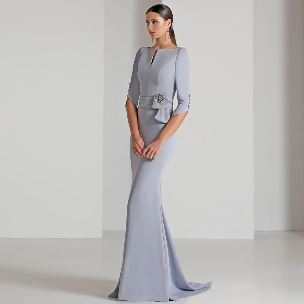 Top Trends: Elegant Mermaid Mother Of The Bride Dresses Jewel Neck 3 / 4 Sleeves Wedding Party Gowns Beads Pleat Floor-Length فساتين السهرة Shoppable Styles