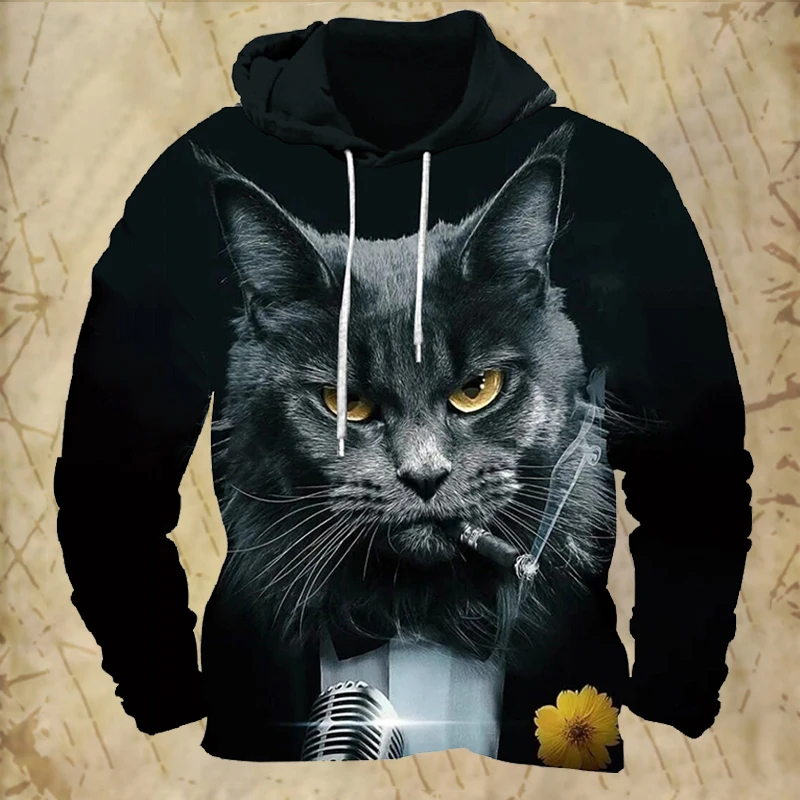 Top Trends: Funny Hoodies Animal Cat 3d Print Fashion Street Sweatshirt Oversized Men's Clothing Autmun Long Sleeved Hoodies Male Tops Shoppable Styles