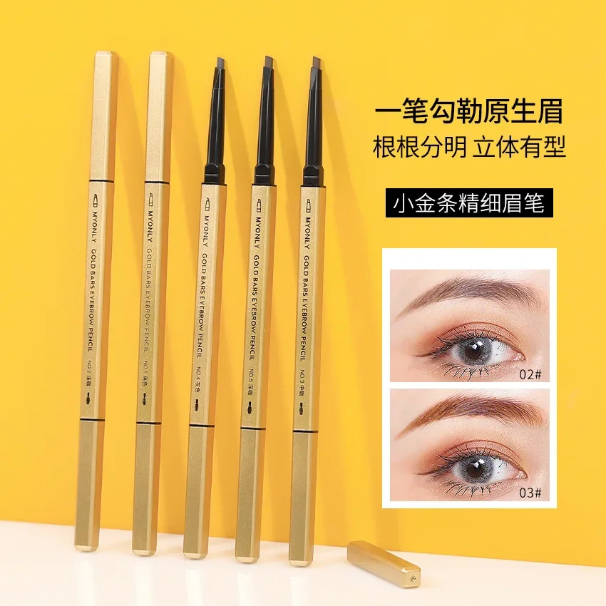 Top Trends: Small Gold Stick Eyebrow Pencil Double-headed Eyebrow Pencil Extremely Thin Three-dimensional And Lasting Non-smudged Triangular Shoppable Styles