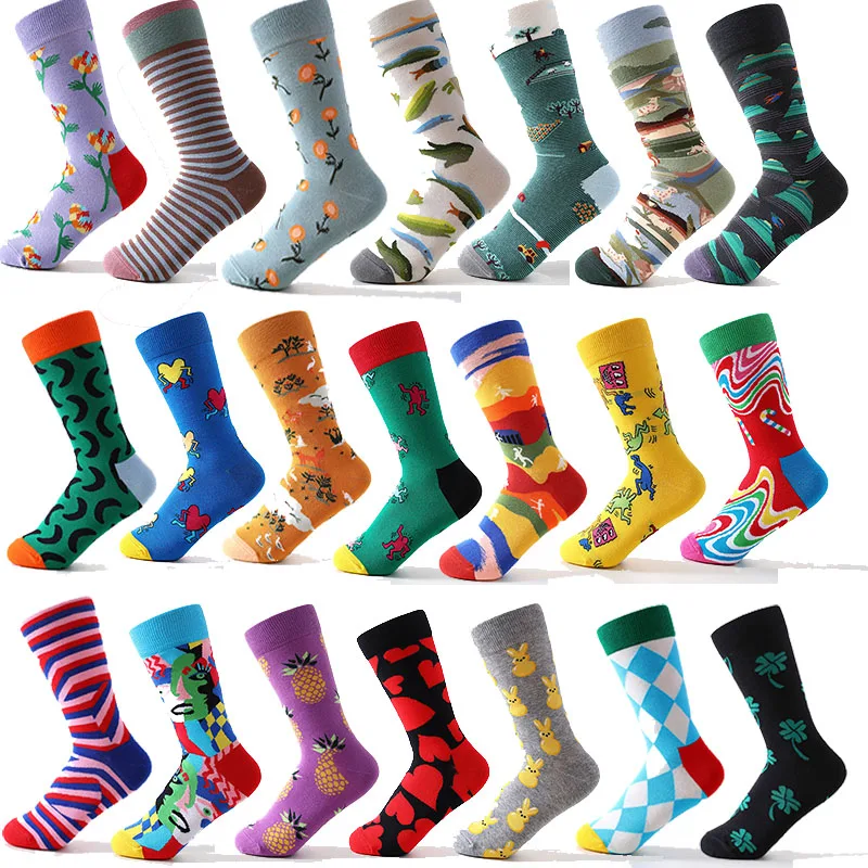 Top Trends: New Women's Jacquard Knitted Cotton Socks Happy Oil Painting Women's Cotton Socks Shoppable Styles