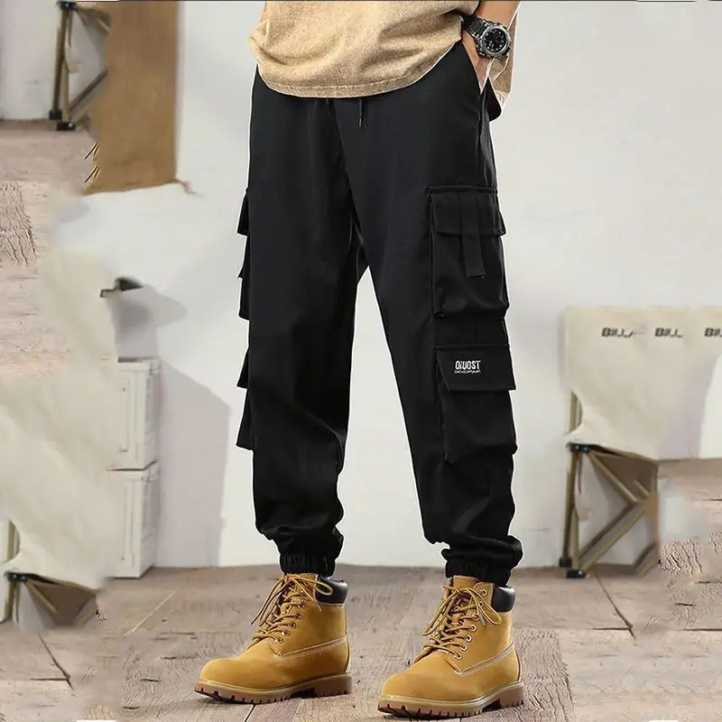 Top Trends: New Original Loose Workwear Pants Elastic Waist Drawstring Pockets Cotton Tassel Labor Wear Resistance Casual Straight Trousers Shoppable Styles