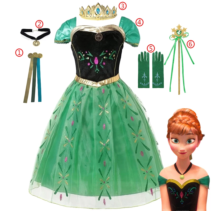 Top Trends: Disney Frozen Girls Costume Kids Elsa Anna Princess Dress Birthday Halloween Party Cosplay Frock Clothing Snow Queen Ball Gown Shoppable Styles