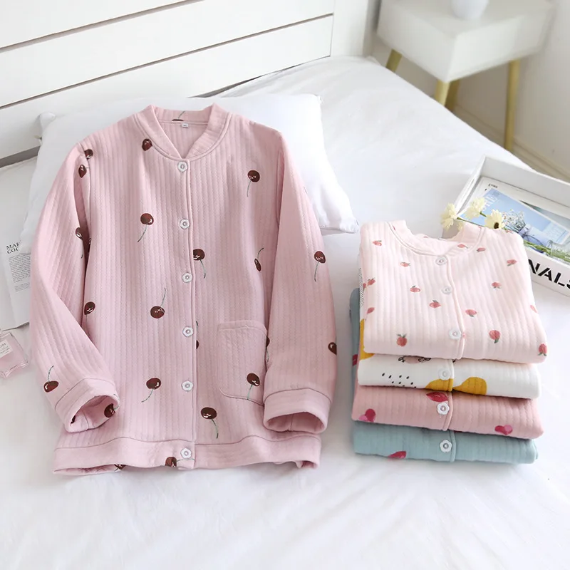 Top Trends: Japanese Style Autumn And Winter All-in-one Blouse Ladies Pure Cotton Thickening Air Cotton Warm Home Clothes Women Pajamas Shoppable Styles