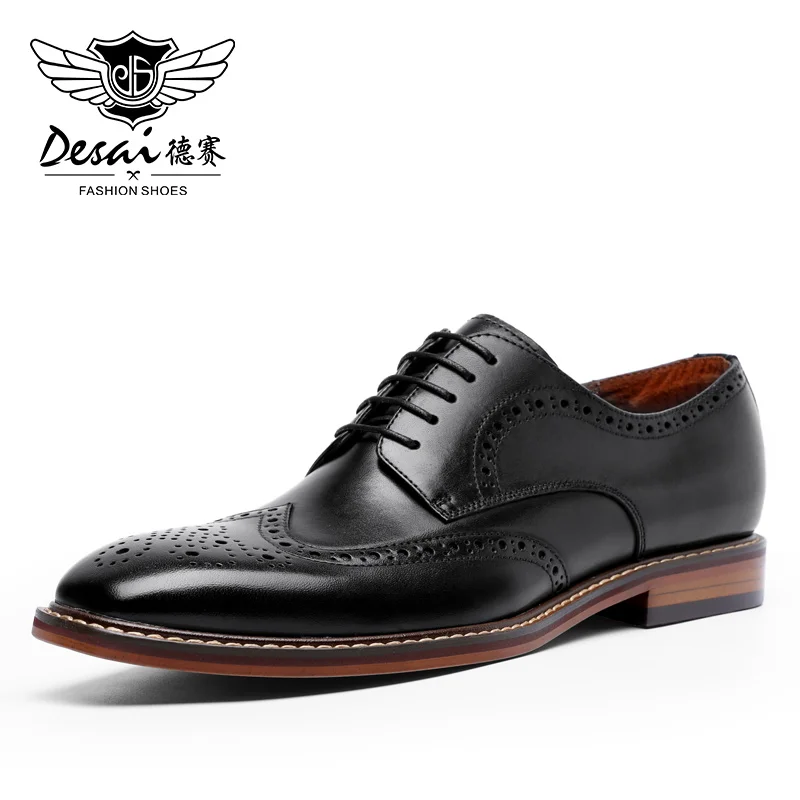 Top Trends: DESAI Men Shoes Business Dress Genuine Leather Shoes For Men Formal Casual Bullock Brogue Formal 2022 New Arrivals Up To Size 13 Shoppable Styles - Image 6