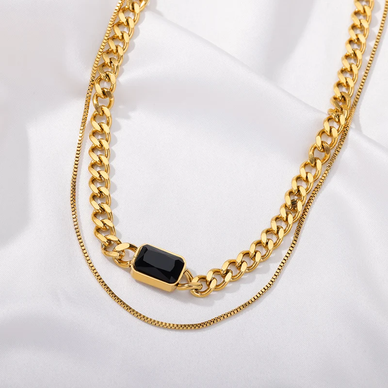 Top Trends: Multilayer Stainless Steel Gold Color Necklace For Women Heart Pendant Thick Clavicle Chain Hip-Hop Streetwear Luxury Jewelry Shoppable Styles - Image 6