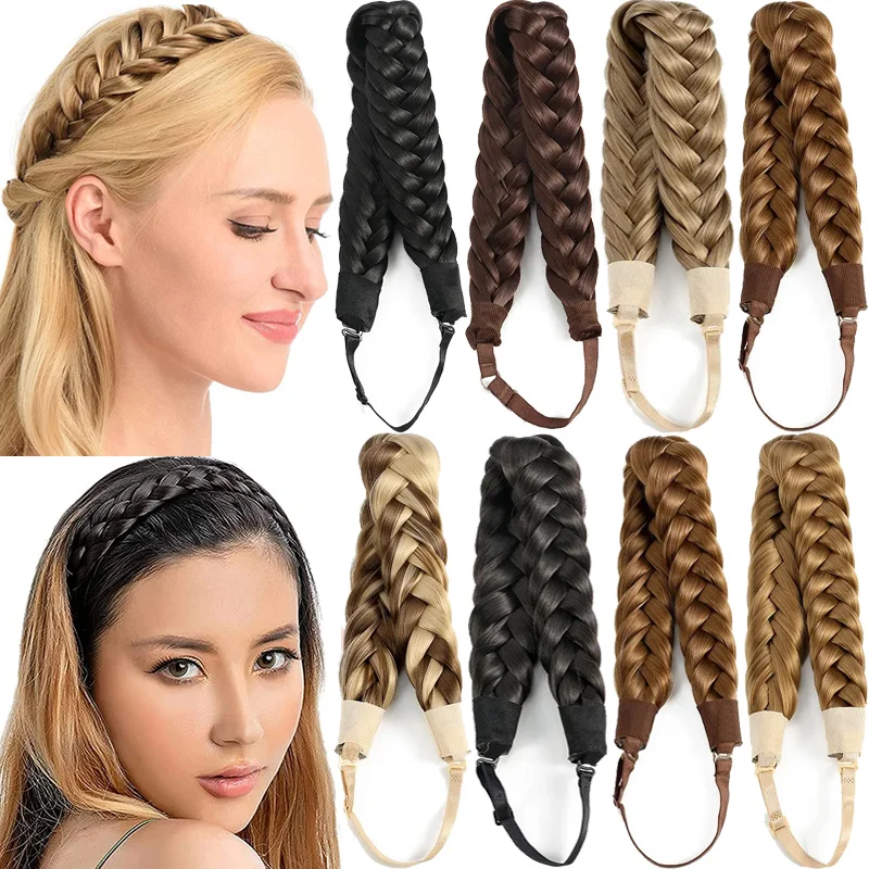 Top Trends: Synthetic Braided Headbands Fake Hair Plaited Hair Band Braiding Hair Accessories Hair Extension Hairpiece For Women Girls Shoppable Styles