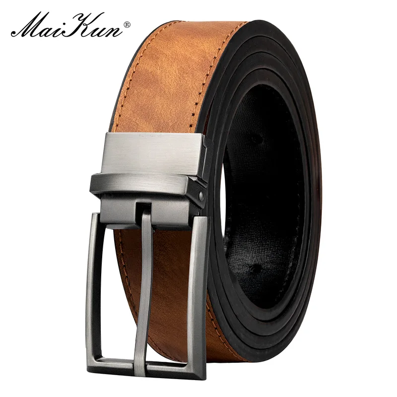 Top Trends: Maikun Reversible Leather Belts For Men Brown Leather Belts For Trousers Boss Belts Men's Designer Waist Belt Coffee Shoppable Styles