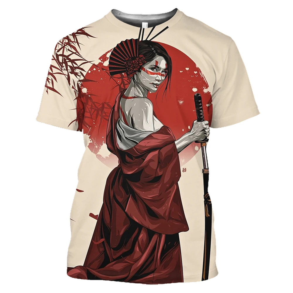 Top Trends: Japan Geisha Men's T-shirt 3D Printed Anime Cotton Short Sleeve Shirt O-Neck Oversized Harajuku Streetwear Men's Clothing Tops Shoppable Styles