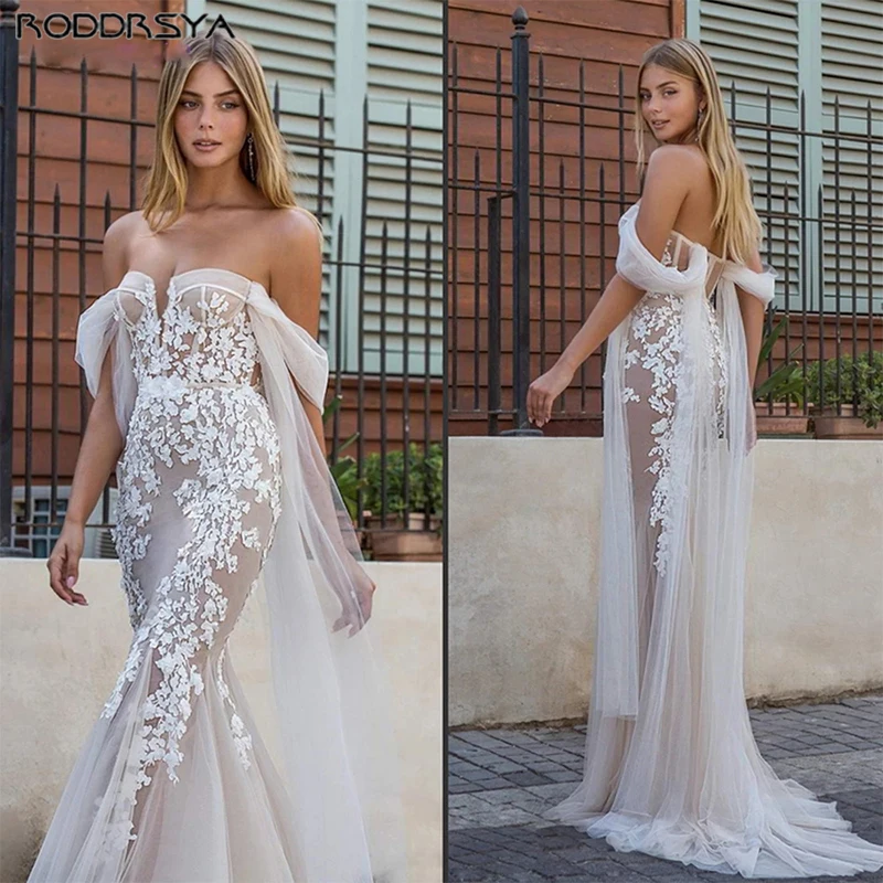 Top Trends: Appliques Flower Wedding Dress For Women Vestido De Noiva Plus Size Lace Mermaid Bridal Gowns Off Shoulder Sweetheart Bride Shoppable Styles