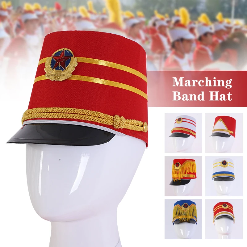 Top Trends: Drum Major Hat Marching Band Hat Men Luxury Soldier Hat Children Stylish Drum Band Hat Stage Performance Cosplay Cap Shoppable Styles