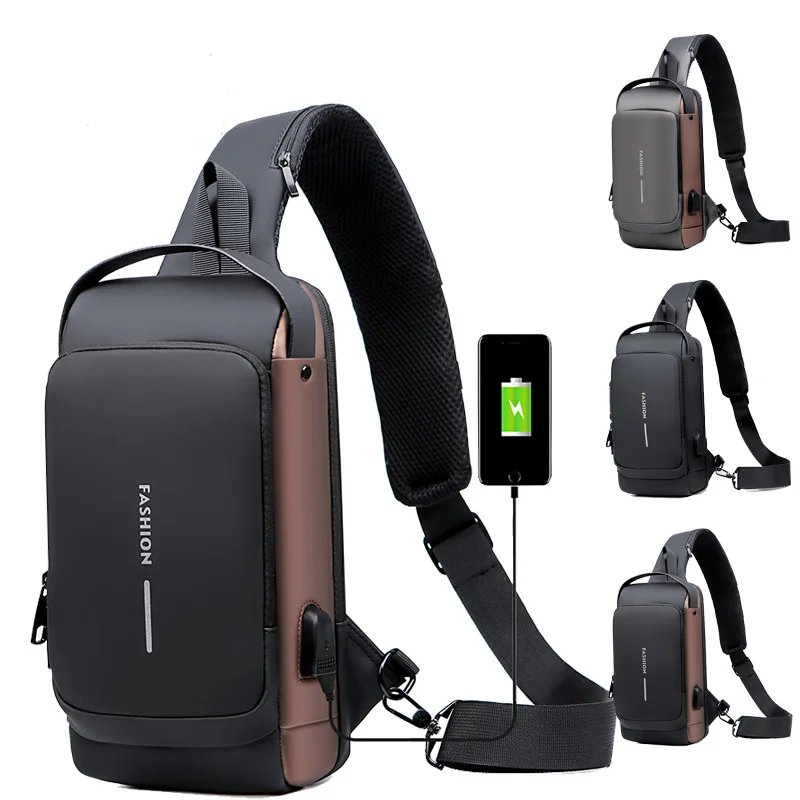 Top Trends: Fashion Shoulder Bag For Men Waterproof USB Man Crossbody Bag Anti-Theft Short Travel Messenger Sling Fashion Designer Chest Bag Shoppable Styles