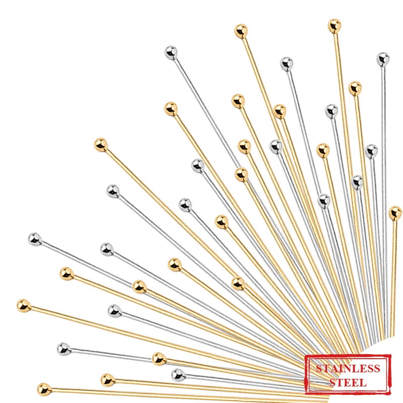 Top Trends: 50pcs / 100pcs Stainless Steel Ball Head Pins Gold Plated Eye Pins Supplies For Jewelry Making Handmade DIY Jewelry Accessories Shoppable Styles