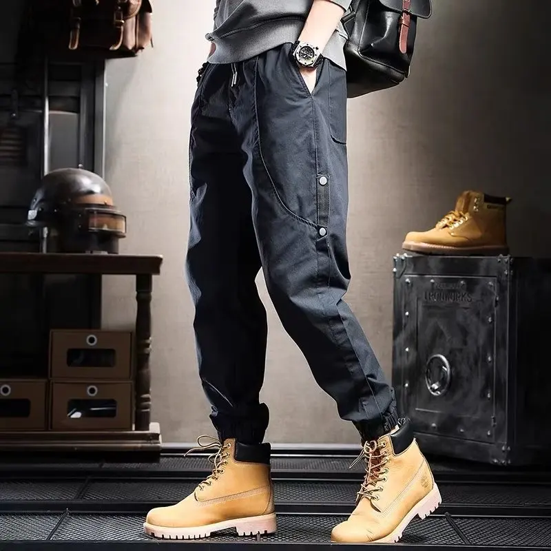 Top Trends: Spring Autumn Men's Tactical Cargo Pants Streetwear Fashion Male Elastic Waist Pockets New Outdoor Sports Casual Wide Trousers Shoppable Styles