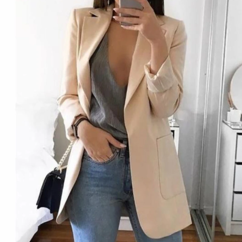 Top Trends: Elegant Temperament Blazers For Women Casual Thin Coats Fashion Lapel Blazer Women Clothing Work Wear Streetwear Basic Jackets Shoppable Styles