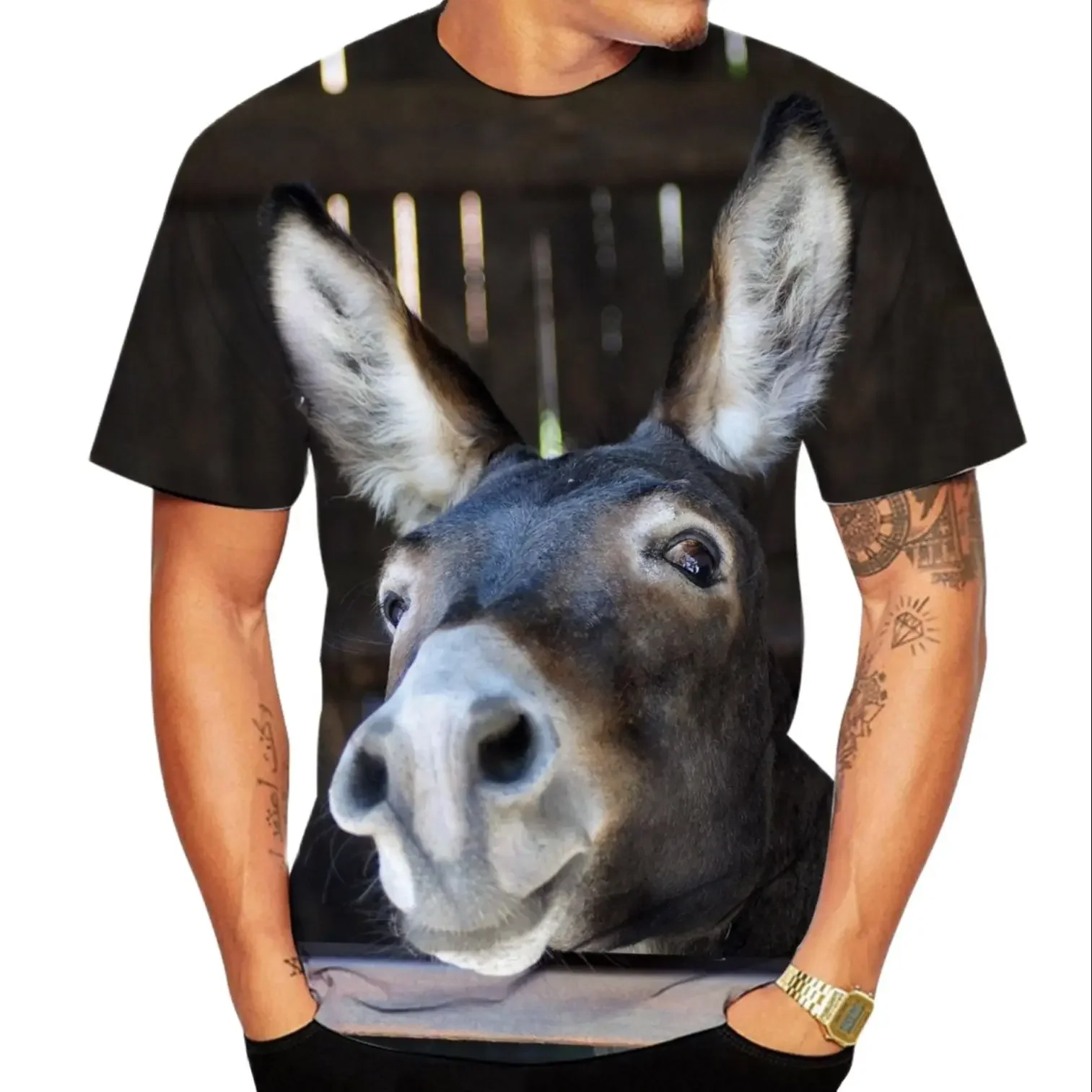 Top Trends: Summer New Fashion 3D Donkey Pattern Printed T-shirt Funny Casual Quick Drying Short Sleeve Polyester Fiber Material ClothingTop Shoppable Styles