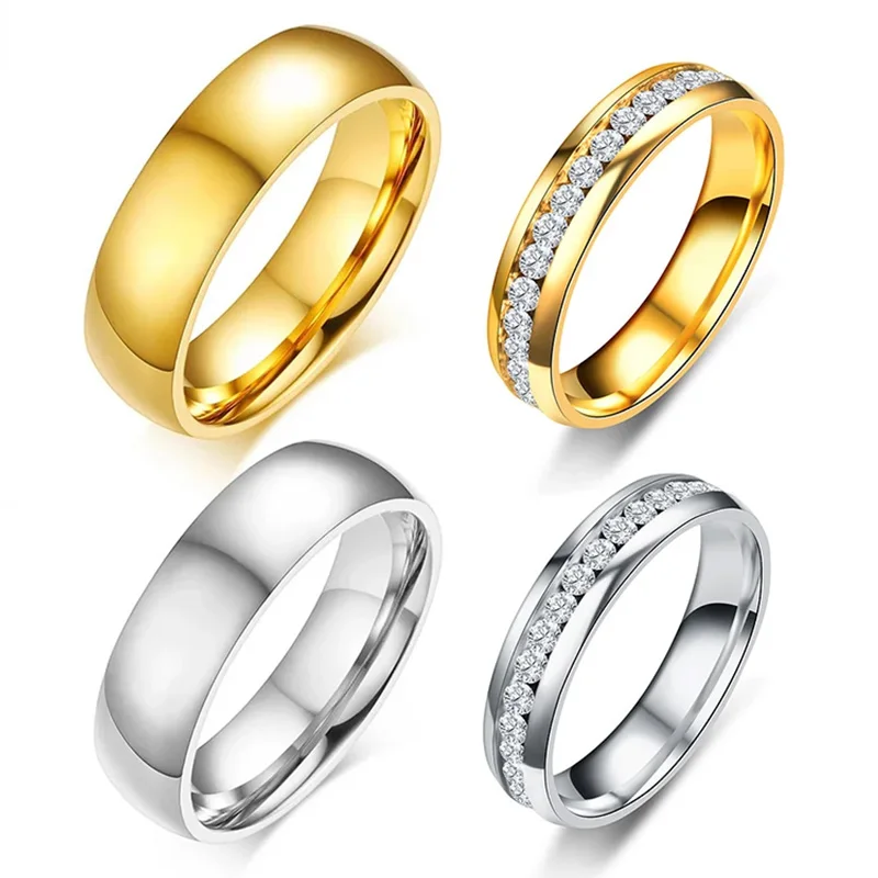 Top Trends: Gold Silver Color Wedding Bands Ring For Women Men Jewelry Stainless Steel Engagement Ring Couple Anniversary Gift Amazing Price Shoppable Styles