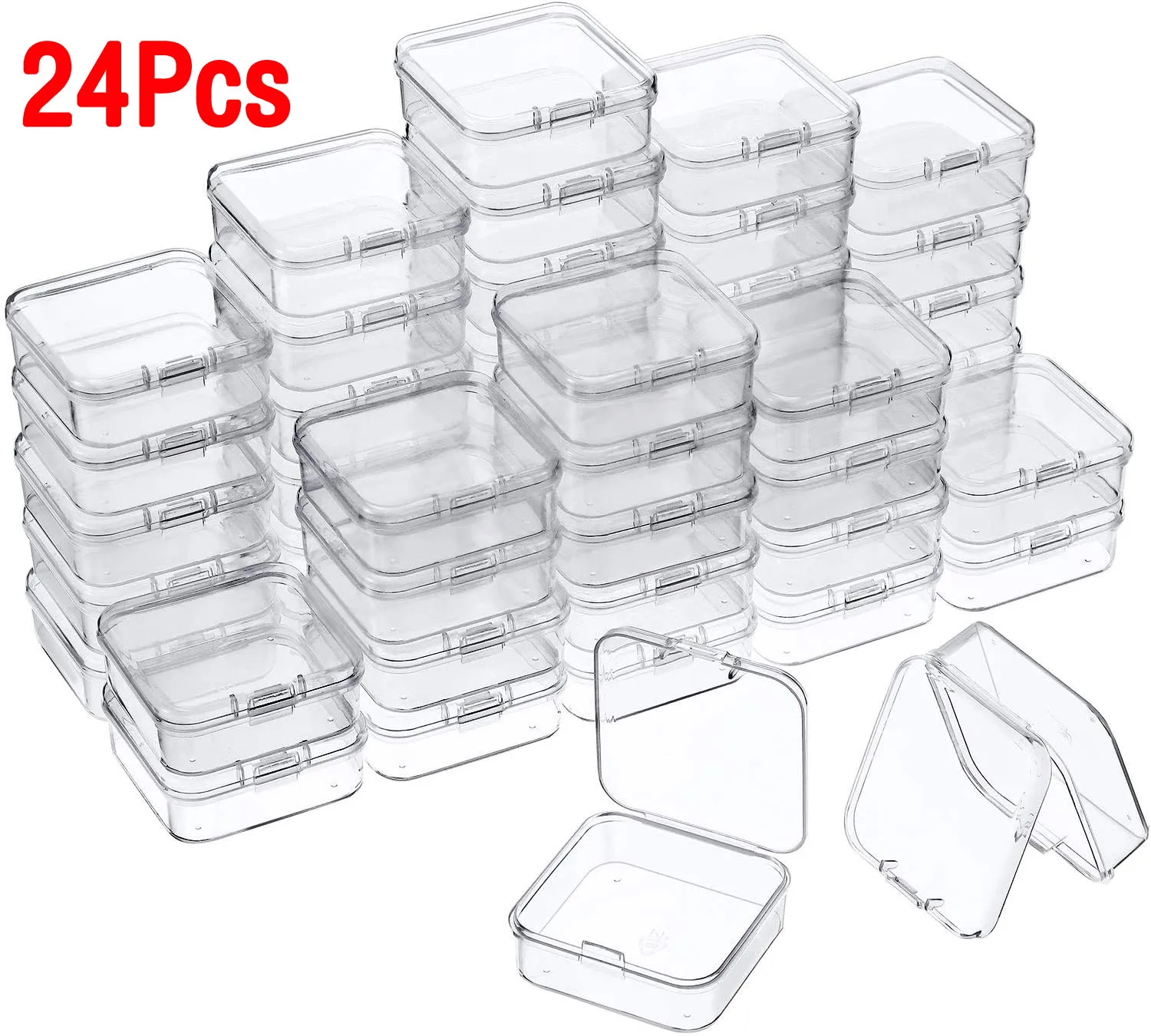 Top Trends: 1-24 Pieces Small Clear Plastic Beads Storage Containers Box With Hinged Lid Storage Case Of Small Items Crafts Jewelry Hardware Shoppable Styles