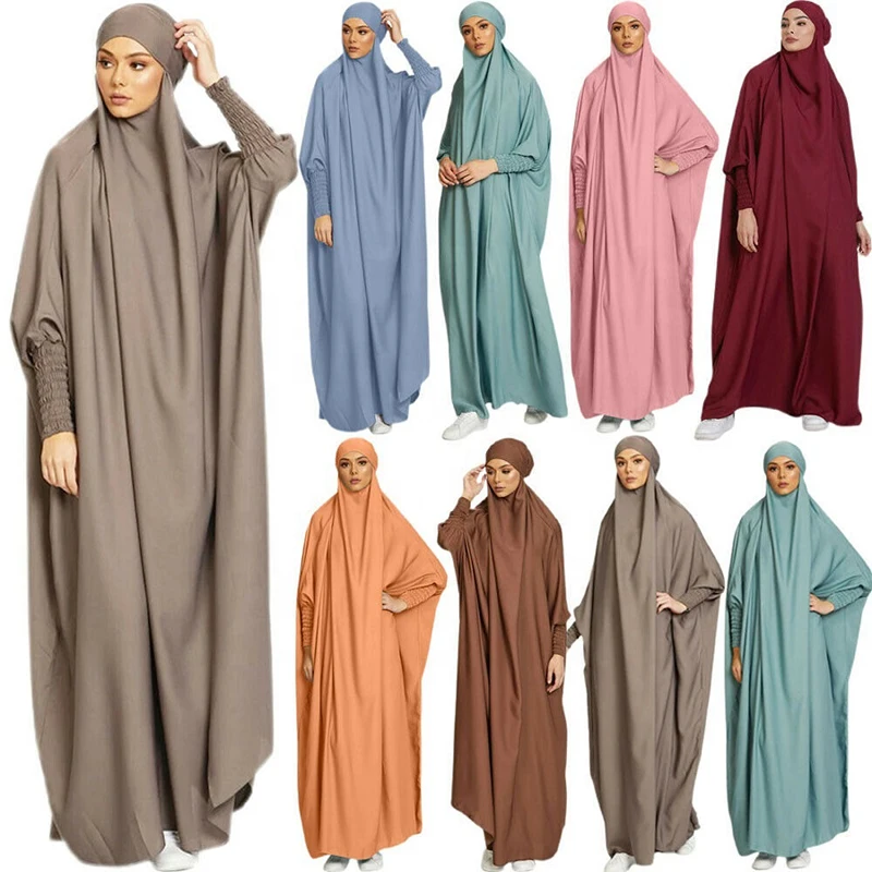 Top Trends: Jilbab One Piece Satin High Quality Muslim Ramadan EID Women Elastic Wrist Sleeve Prayer Abaya Islamic Clothing Shoppable Styles