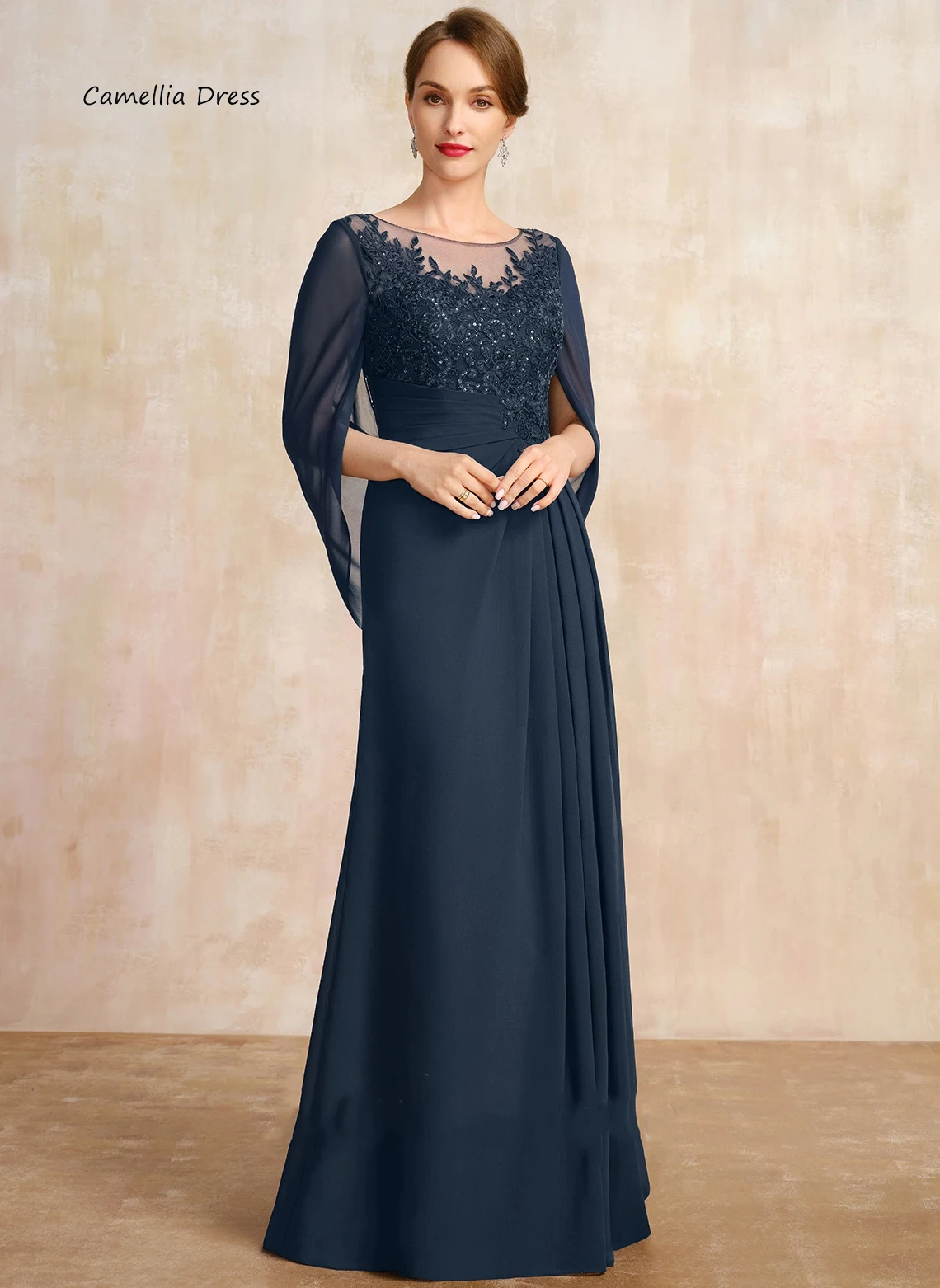 Top Trends: Graceful A-line Mother Dresses For Weddings Scoop Lace Evening Dresses Chiffon Illusion Wedding Party Dress فستان حفلات الزفاف Shoppable Styles