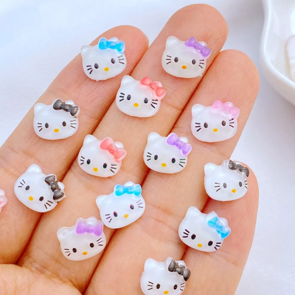 Top Trends: 50 Pieces / batch Kawaii Nail Art Decoration Resin Cartoon Bow Cat Nail Accessories DIY 3D Charm Shoppable Styles