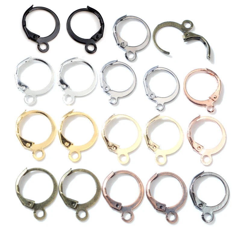 Top Trends: 14x12mm 30pcs High Quality Silver Color Rose Gold Color Bronze Rhodium French Earring Hooks Wire Settings Base Whole Sale Shoppable Styles