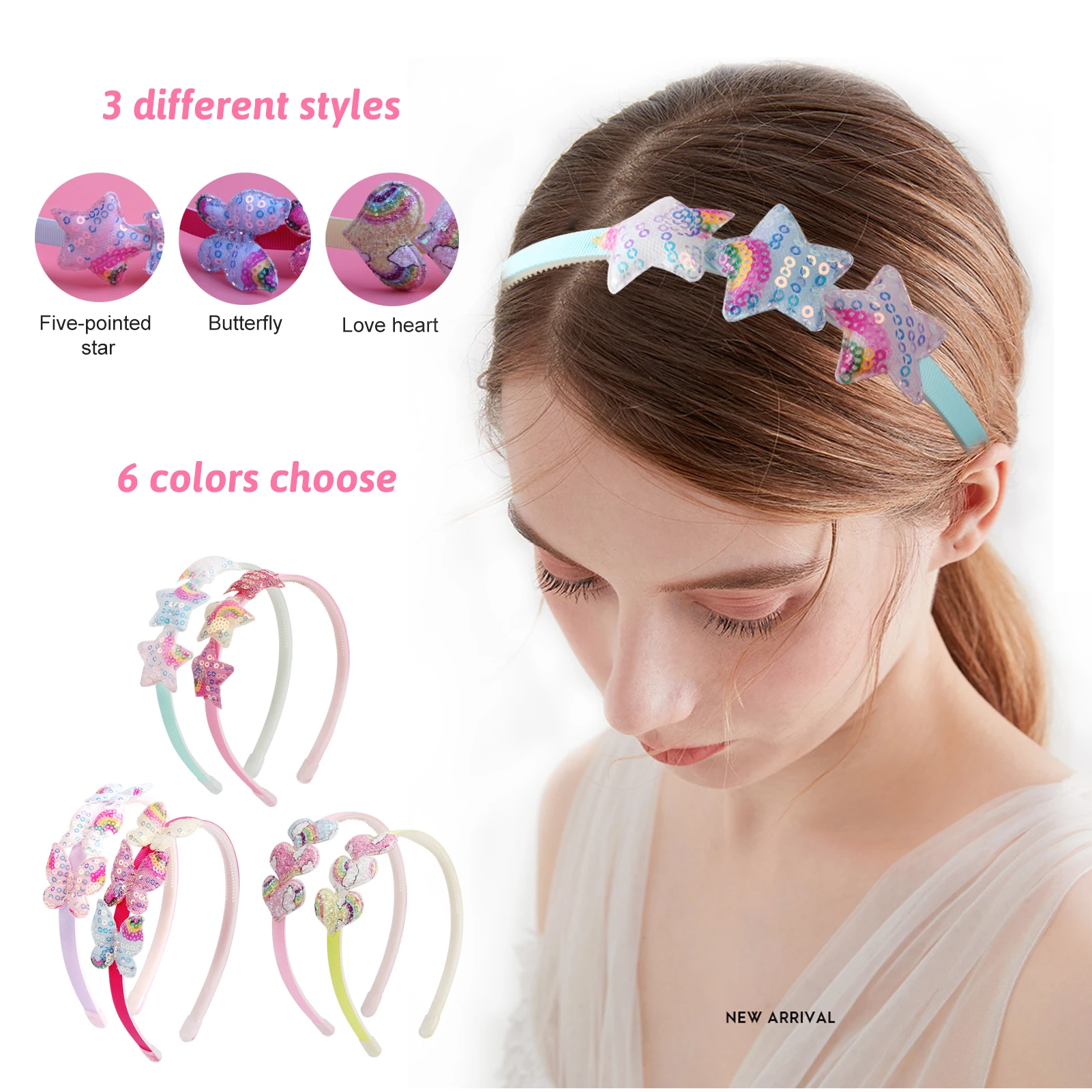 Top Trends: Candygirl Glitter Headbands For Girls Cute Sparkly Hair Hoops Different Colors Sequin Cartoon Star Hair Bands Accessories Shoppable Styles - Image 3