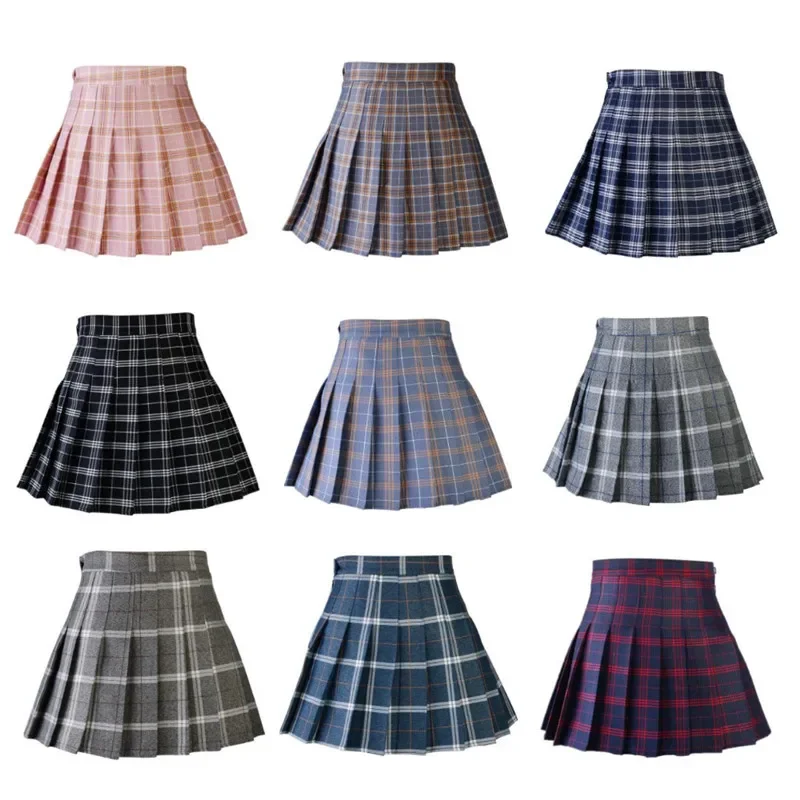 Top Trends: Harajuku Preppy Style Plaid Skirts Japanese School Uniforms Ladies Mini Cute Jupe Kawaii Saia Faldas Women Pleat Shoppable Styles