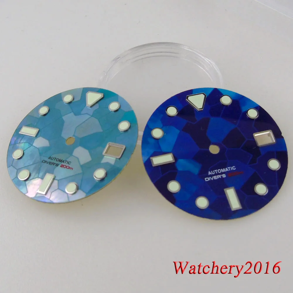 Top Trends: 29mm Watch Parts White Blue Black Watch Dial Mother Of Pearl Fragment Pattern Fit NH35 NH36 Automatic Mens Watch Accessories Shoppable Styles - Image 4