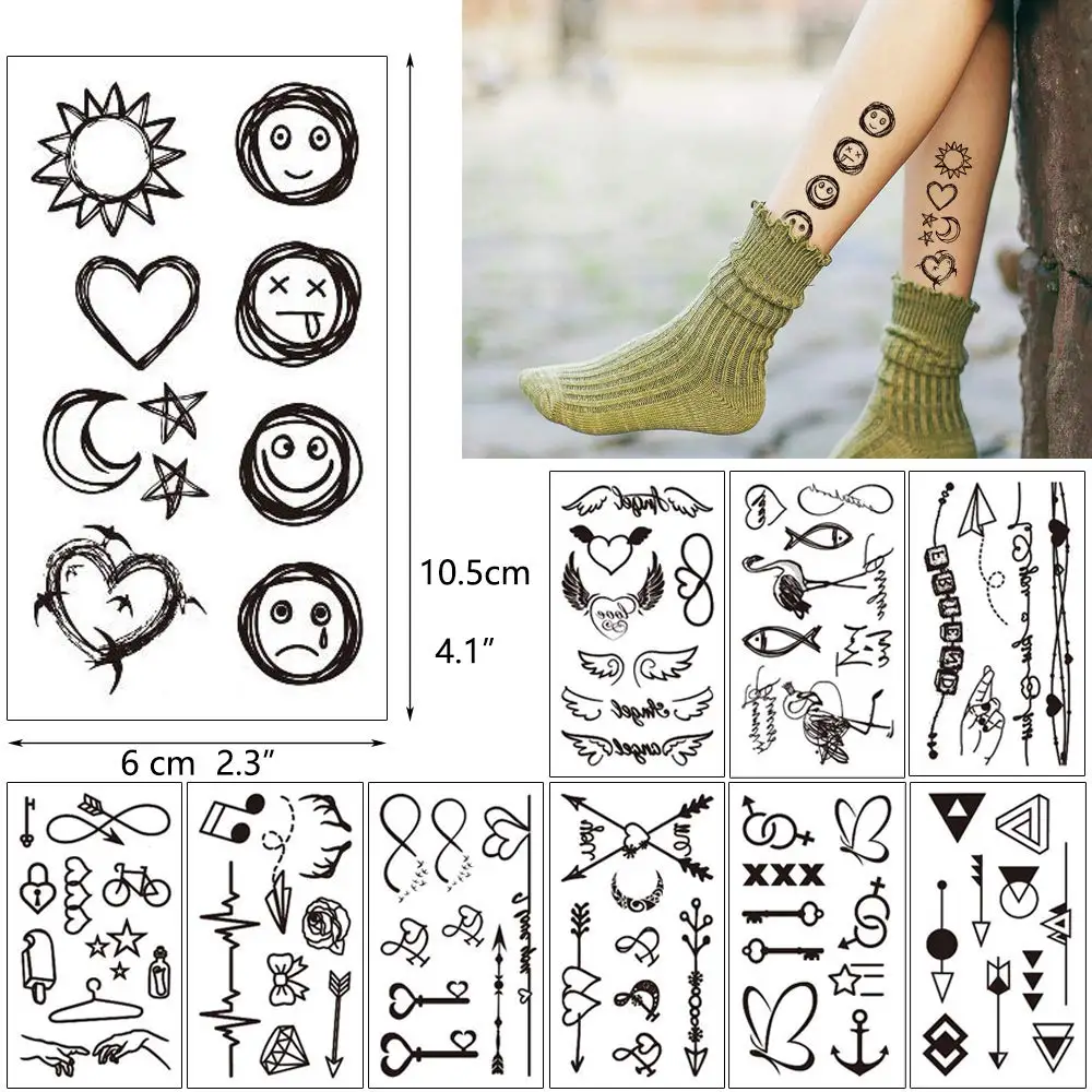 Top Trends: 30 Sheets Temporary Tattoo Sticker Waterproof Body Art Line Rose Star Small Fake Tatto Butterfly Flower Hand Tatoo For Women Men Shoppable Styles - Image 3