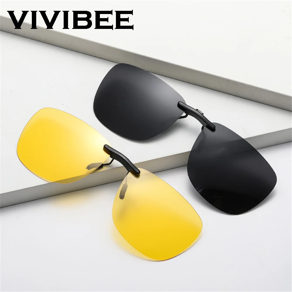 Top Trends: VIVIBEE Men Driving Clip On Sunglasses For Myopia Eyeglasses Polarized Women Square Night Vision Fishing UV400 Sun Glasses Shoppable Styles