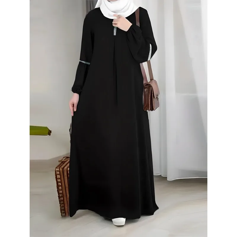 Top Trends: 2023 Ramadan Abayas For Women Prayer Dress Solid Color Robe Femme Muslim Round Neck Women Dress For Middle East Arabia Turkey Shoppable Styles