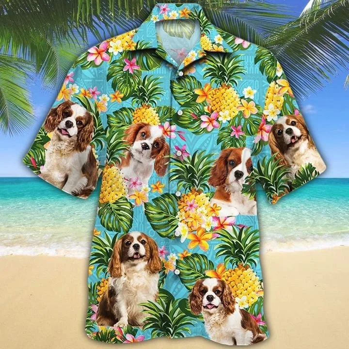 Top Trends: Cavalier King Charles Spaniel Pineapple 3D All Over Printed Hawaiian Shirt Men's For Women's Harajuku Casual Shirt Unisex Shoppable Styles