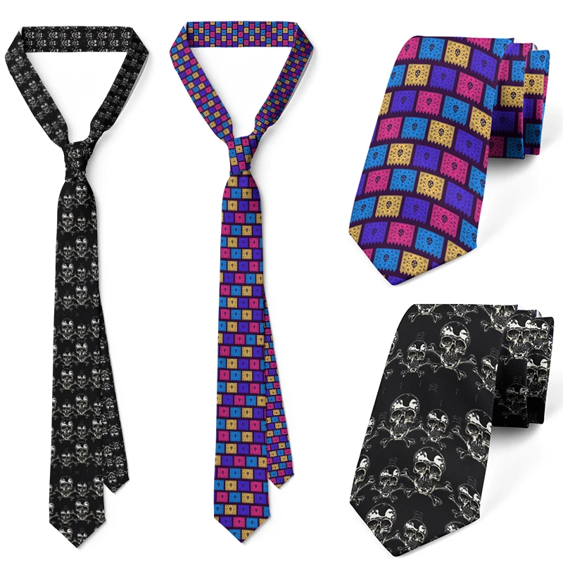 Top Trends: New Design Fashion Skull Tie 3D Printing Men's Casual Business Formal Tie 8CM Slim Fit Shirt With Halloween Novelty Cool Polyest Shoppable Styles