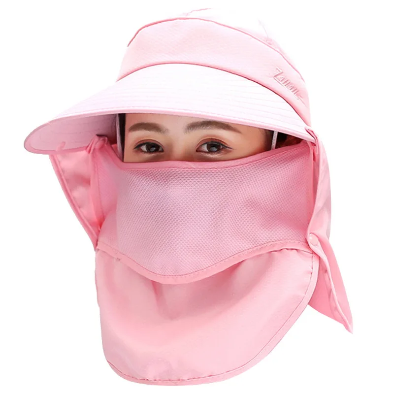 Top Trends: Women Wide Brim Face Mask Sun Hat Detachable Neck Face Flap Ponytail UV Protection Visor Hat Garden Fishing Hiking Shoppable Styles