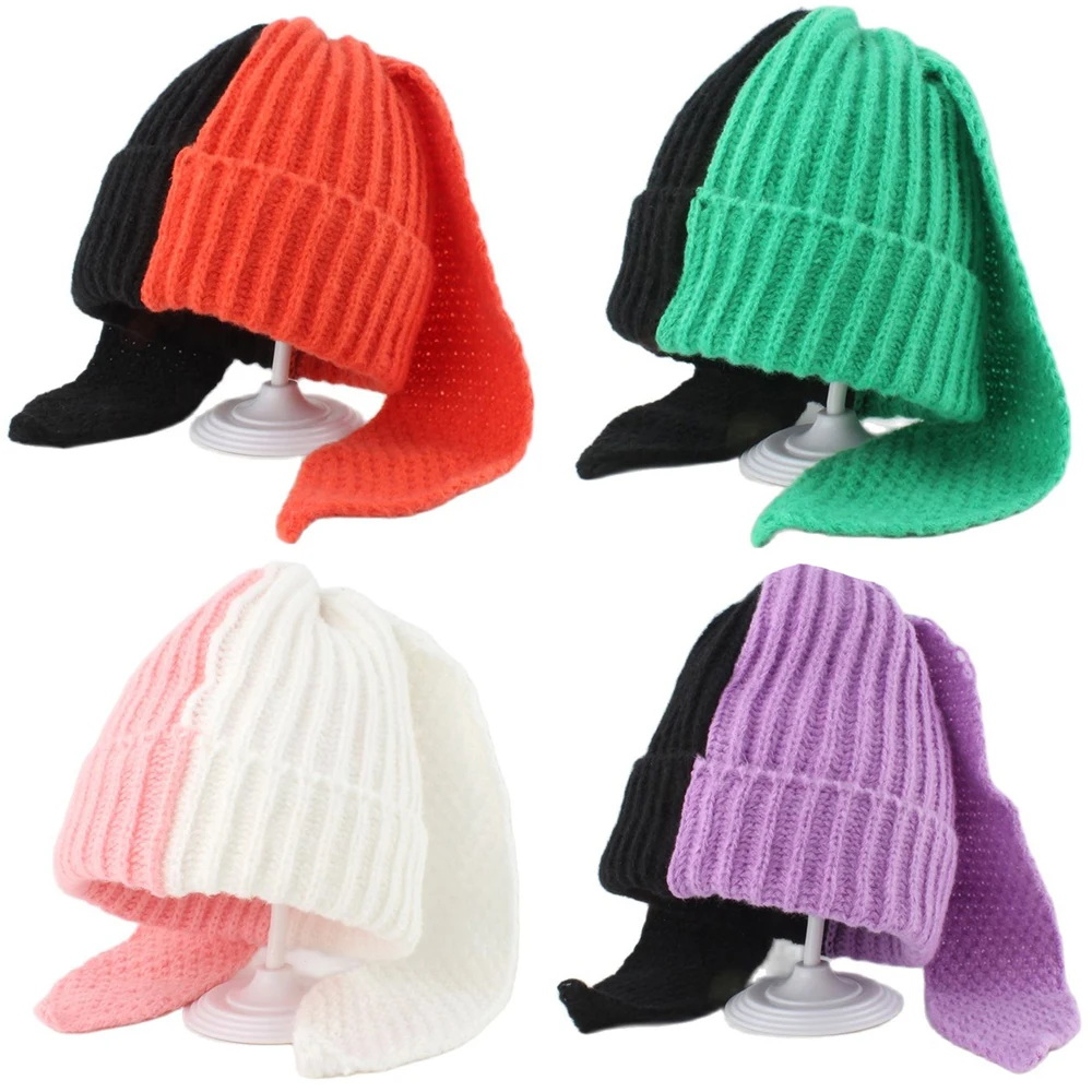 Top Trends: 2023 Winter Skullies Beanies Women Long Ears Rabbit Cute Hat Crochet Knitted Hat Costume Beanie Hats Christmas Gift Hip-hop Cap Shoppable Styles