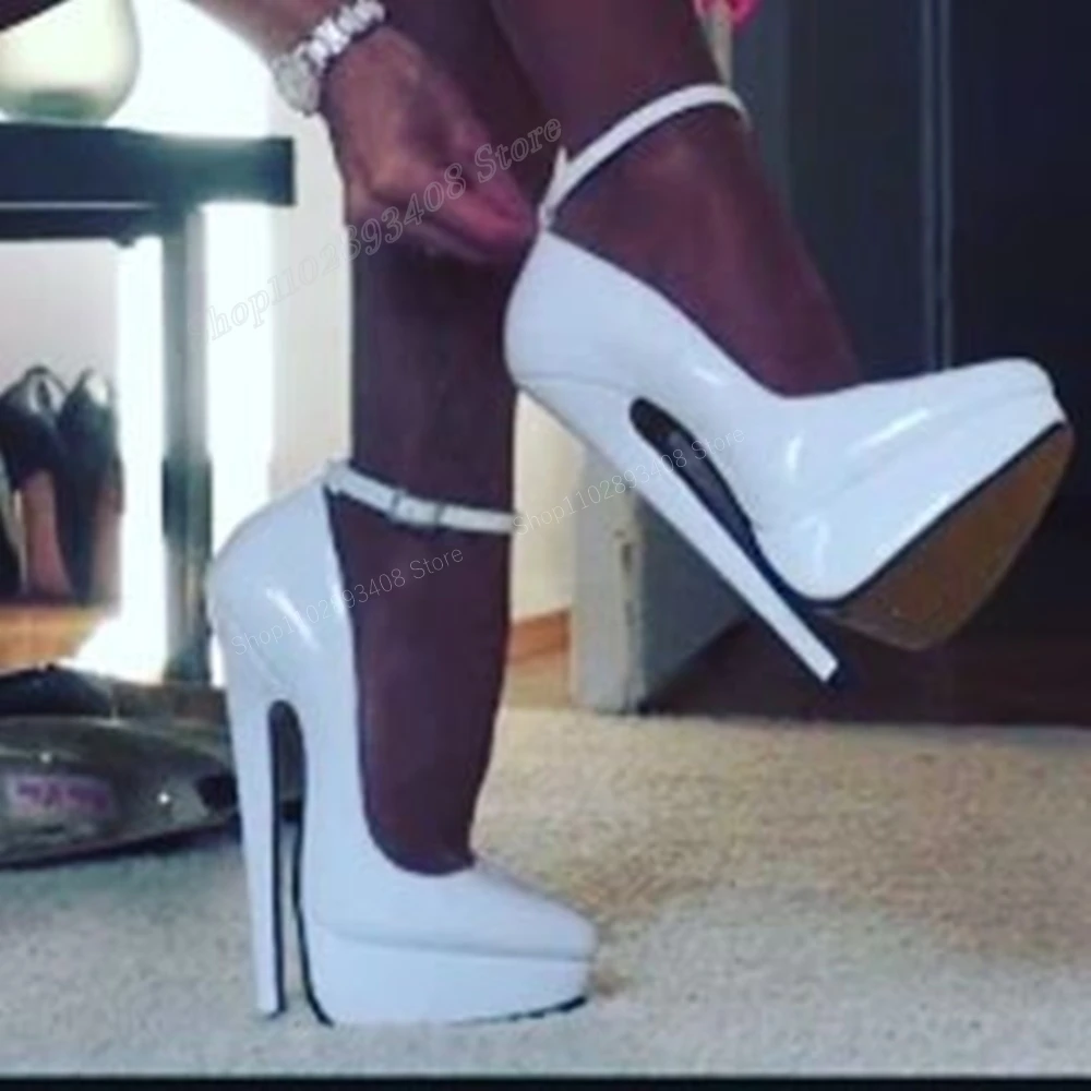 Top Trends: White Patent Leather Platform Pumps Ankle Strap Pointed Toe Stiletto High Heel Sexy Fashion Women Shoes 2024 Zapatos Para Mujere Shoppable Styles